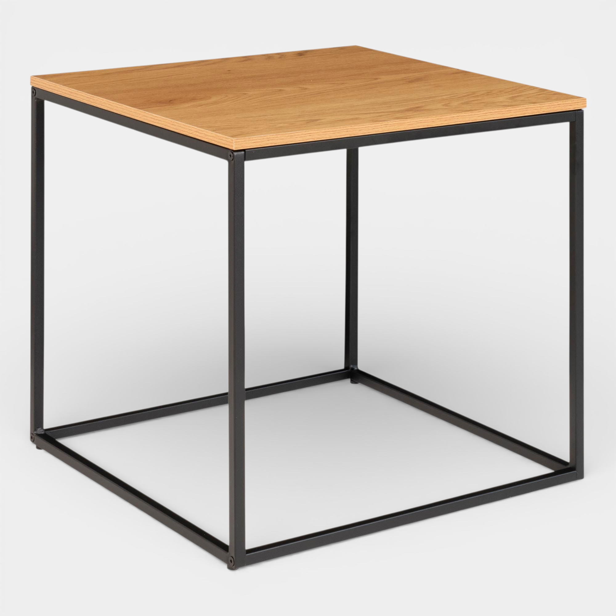 Vita Bijzettafel - Bruine houten bijzettafel met metalen frame 45x45cm